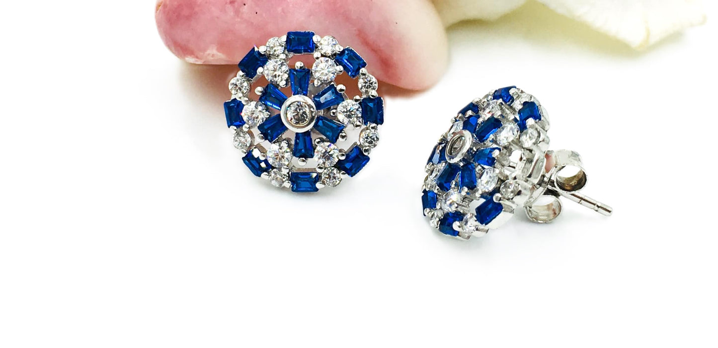 Aretes zircón azul plata 925