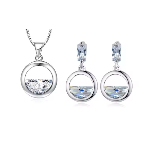 37892084 Conjunto de 3pcs de circulo en baño de Plata S925