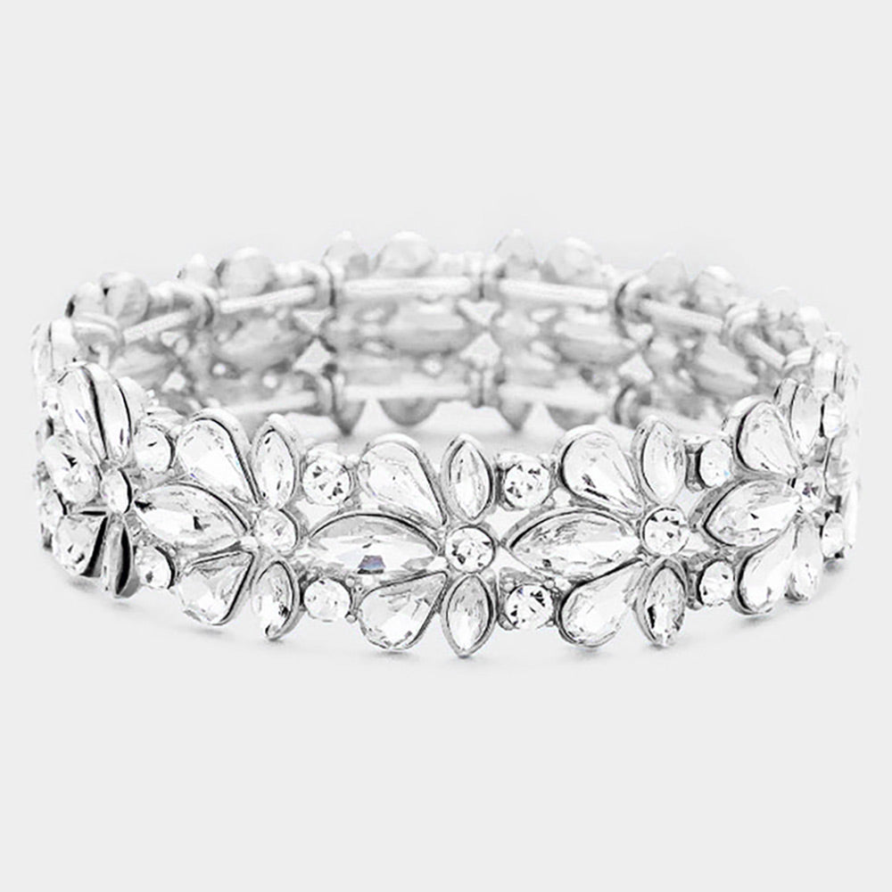 Pulsera de noche elástica con cristales en forma de flor liz