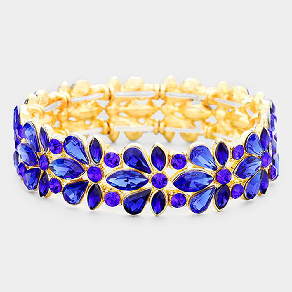 Pulsera de noche elástica con cristales en forma de flor liz