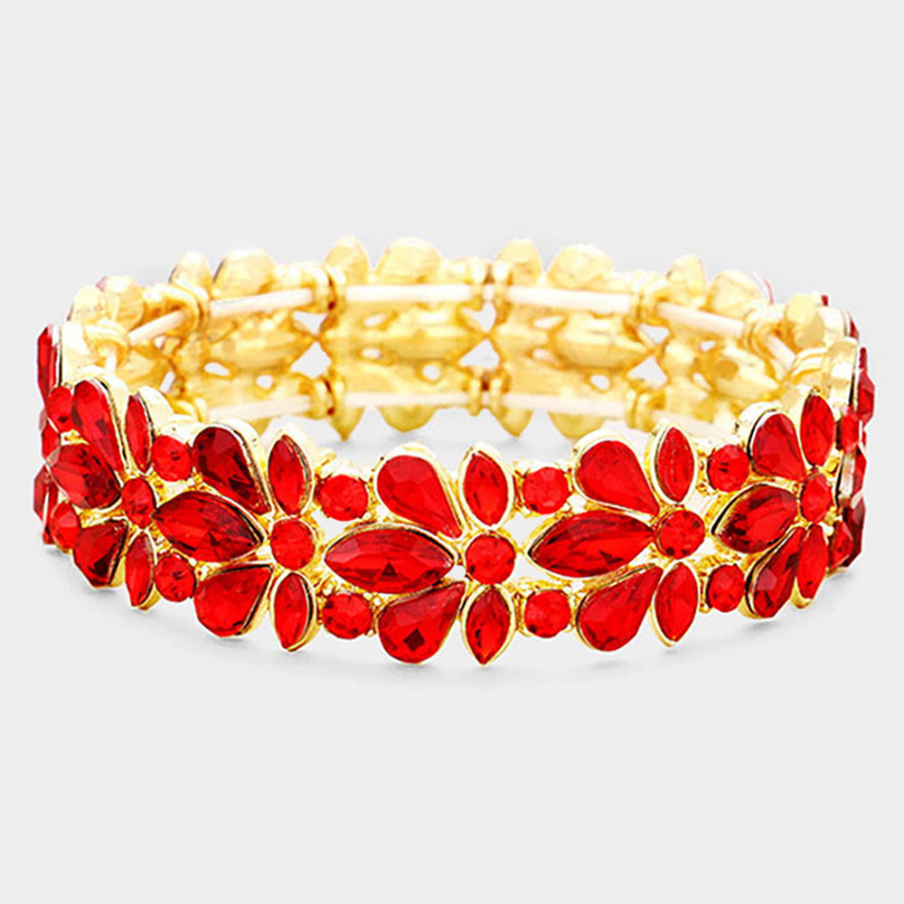 Pulsera de noche elástica con cristales en forma de flor liz