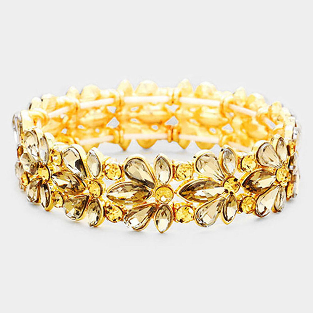 Pulsera de noche elástica con cristales en forma de flor liz