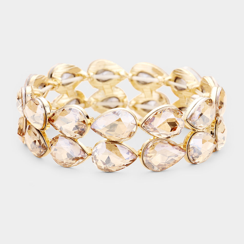 Pulsera de noche elástica con detalles en piedras estilo lágrimas