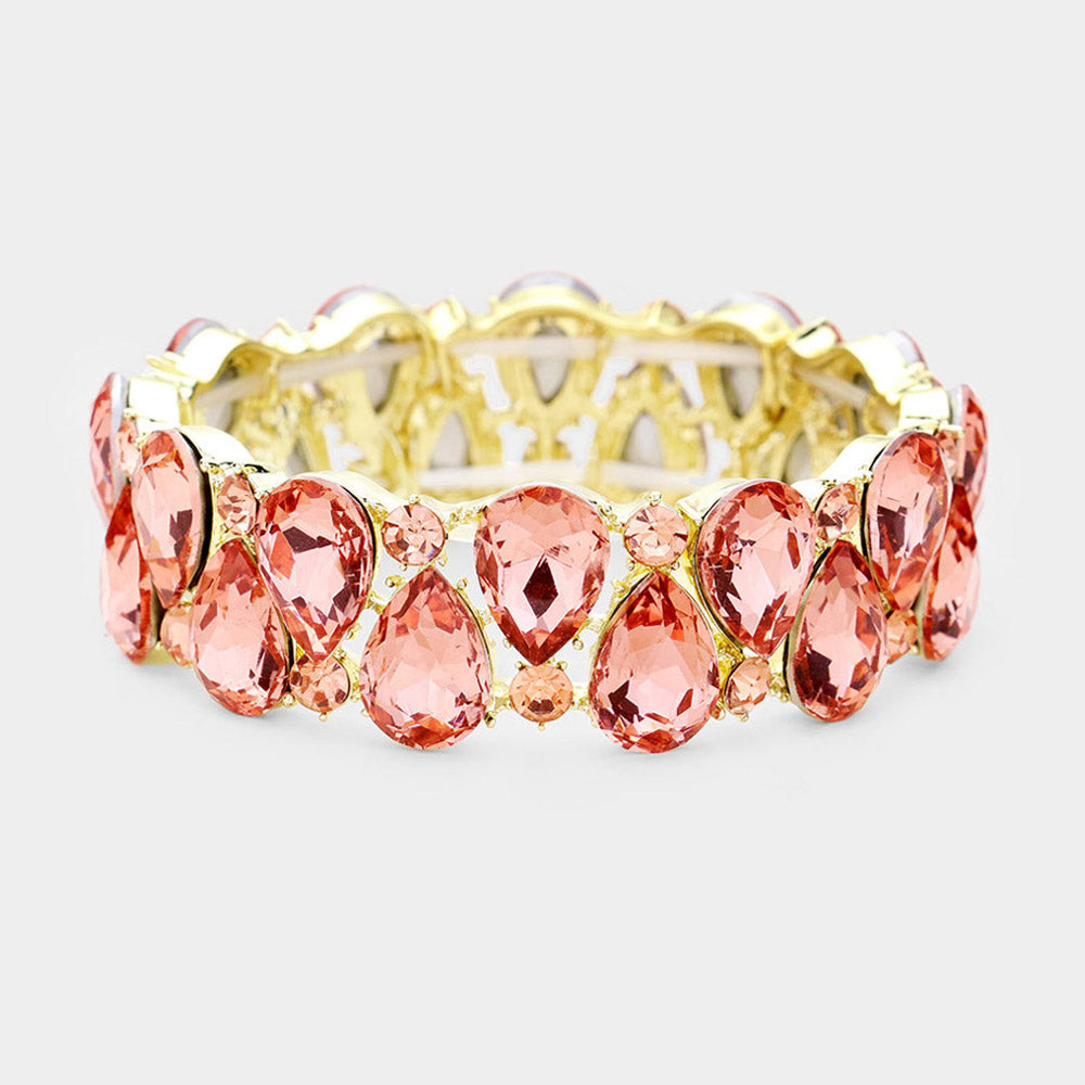 Pulsera de noche elástica con piedras en forma de lágrimas