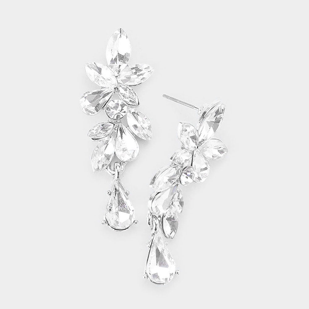 Pendientes con detalles en piedras baguette y lagrima colgante