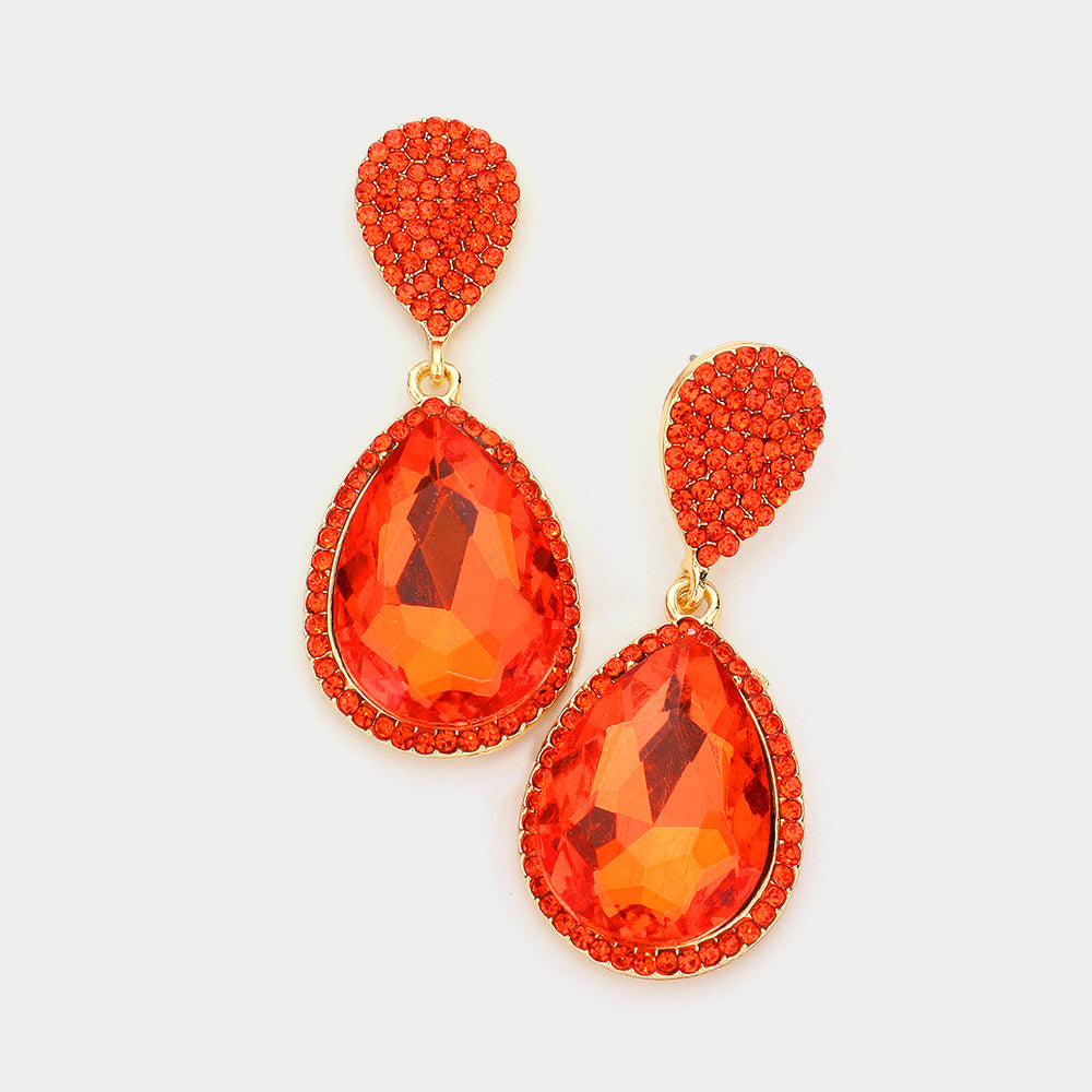 Pendientes con adornos en piedras de cristal pequeñas piedra en forma de lágrima