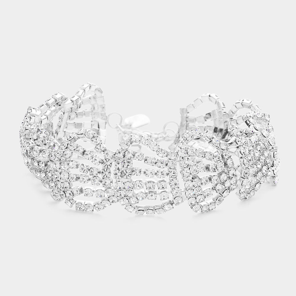 BR-0186 Pulsera de noche con coronas en pavés de brillantes
