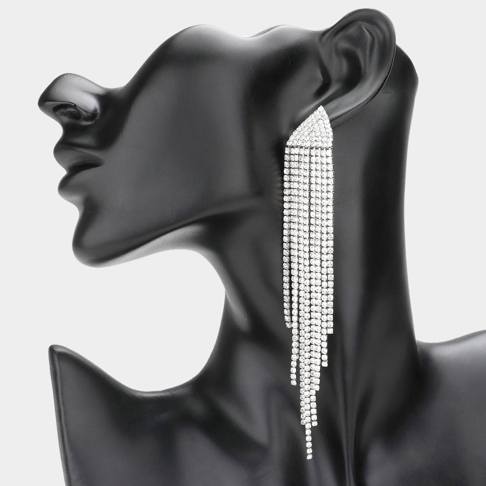 Pendientes de noche colgantes con flecos de brillantes