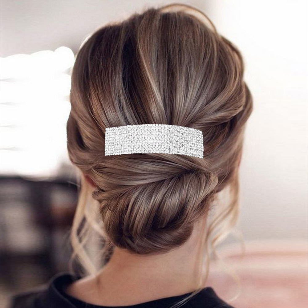 Prensapelo rectangular con diamantes de imitación de 11 filas
