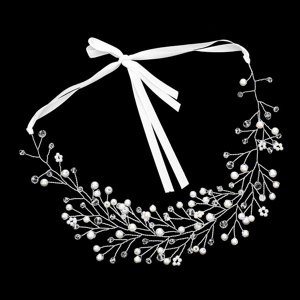 CSH1102 Tocado envolvente acentuado con racimo de perlas florales