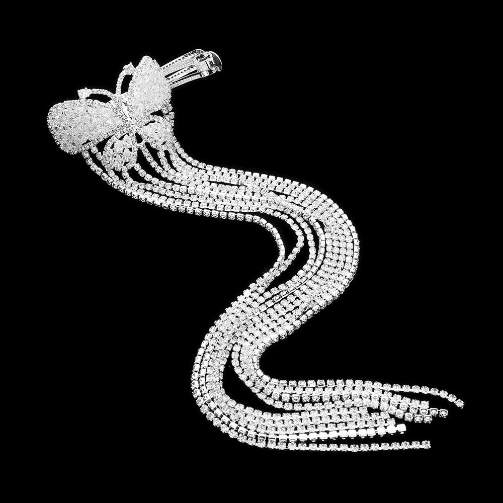 Prensapelo con flecos y detalles de mariposa en zirconia CZ