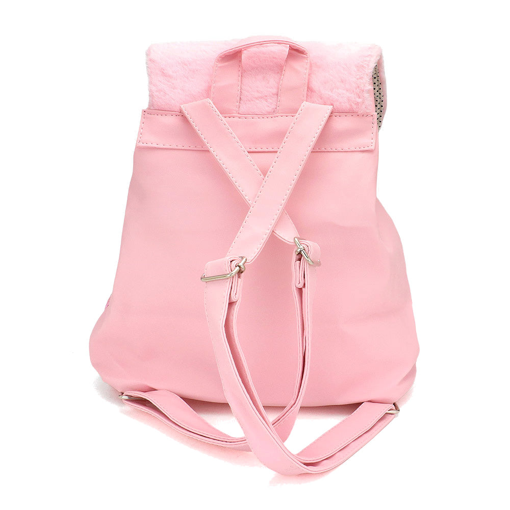 Mochila tela peluche con lentejuelas y detalles de perlas difusas