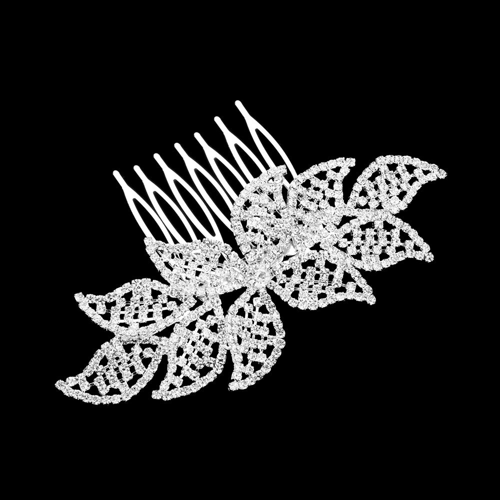 CSH72-41260 Peineta para el cabello con pave en hojas de brillantes