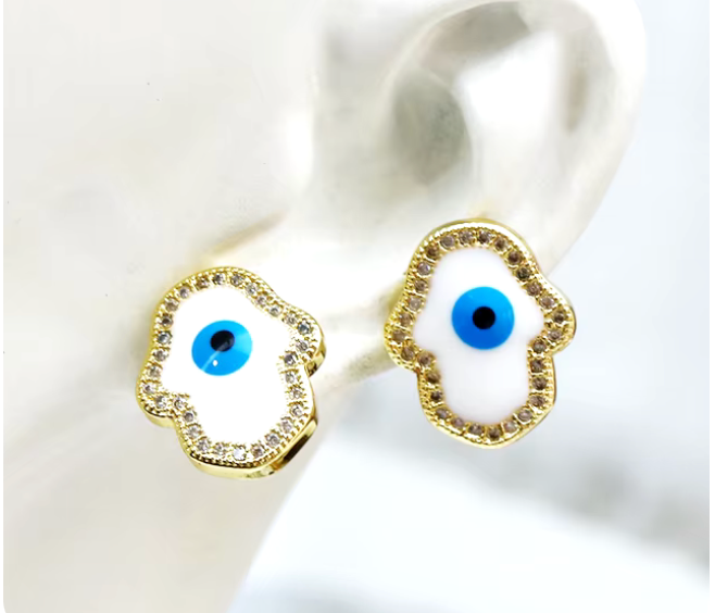 Aretes ojo turco en oro laminado 18k (3 Capas)