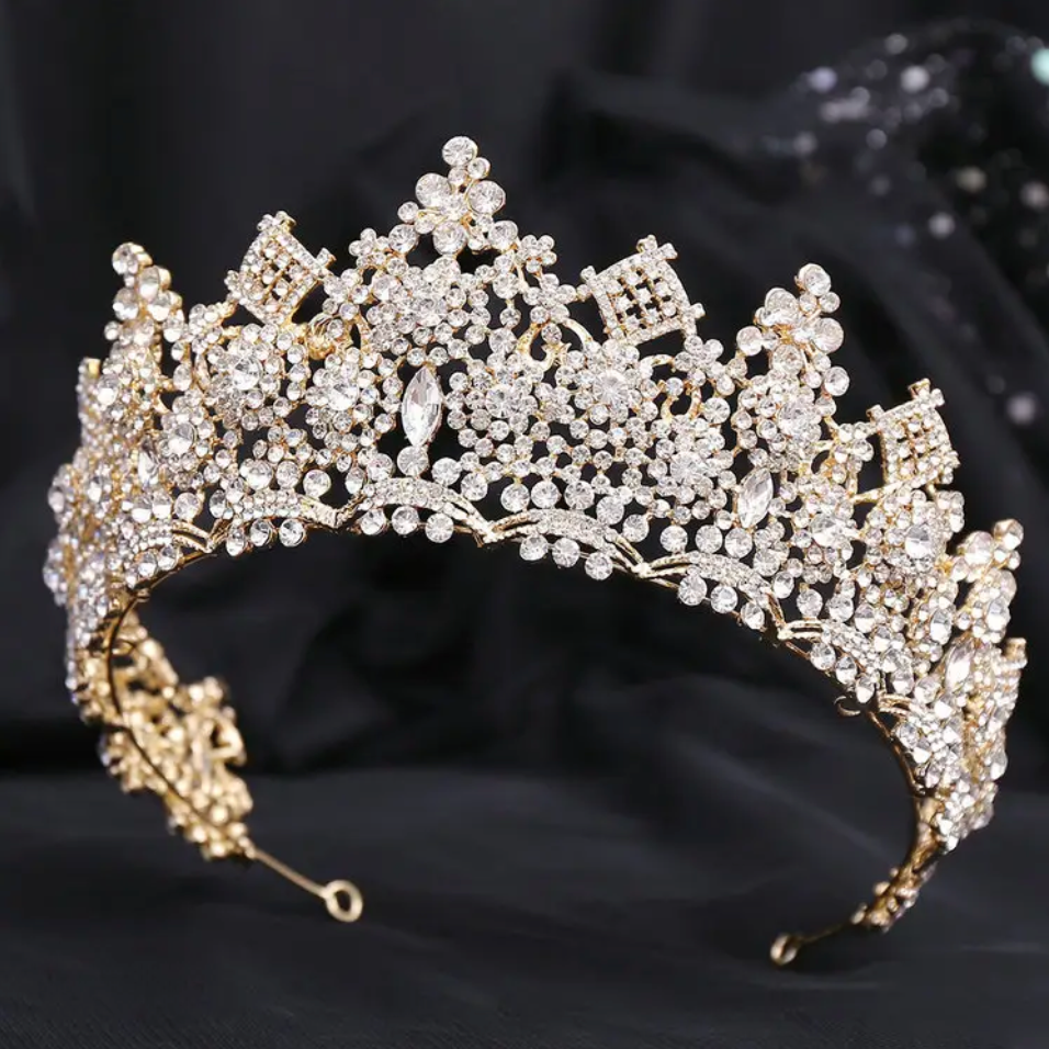 QS2374 Tiara con piedras marquesas y pave de brillantes de imitación