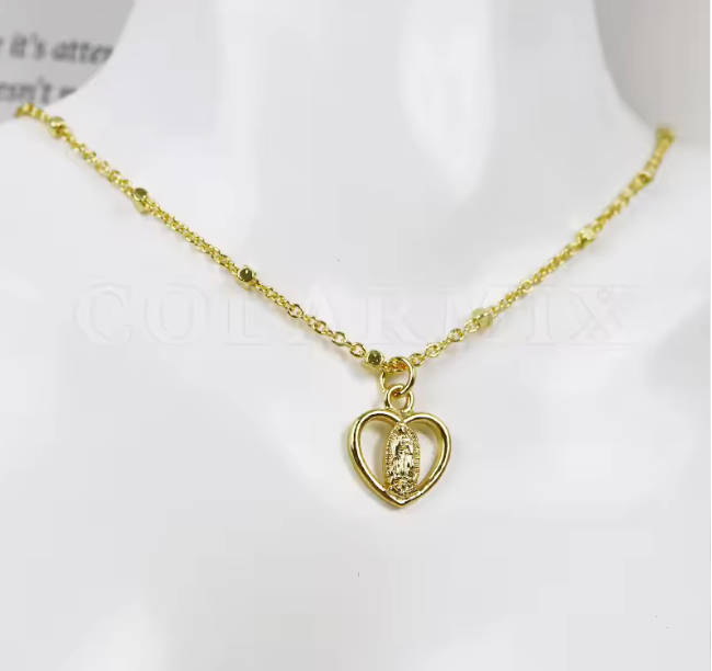 32414452 Cadena y dije virgen Guadalupe en oro laminado 18k (3 capas)