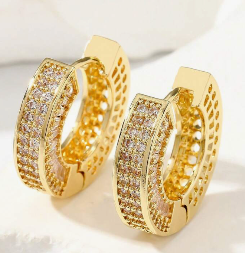 SH8529-C Aretes oro laminado 3 capas