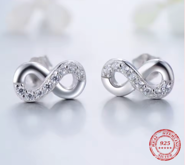 03871732 Aretes infinito con circonitas CZ en plata S925