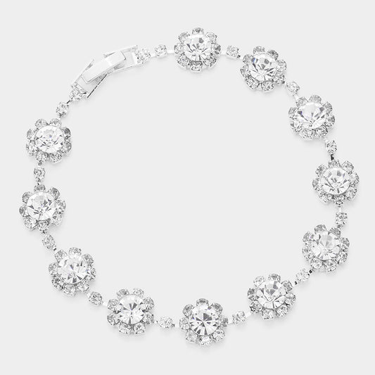 Pulsera de noche con roseta de diamantes de imitación y cristales redondos