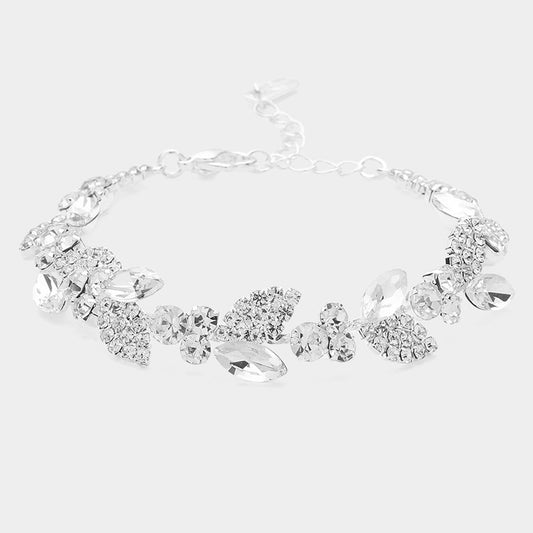 Pulsera con piedras marquesas con hojas de circonita cubica CZ (copia)