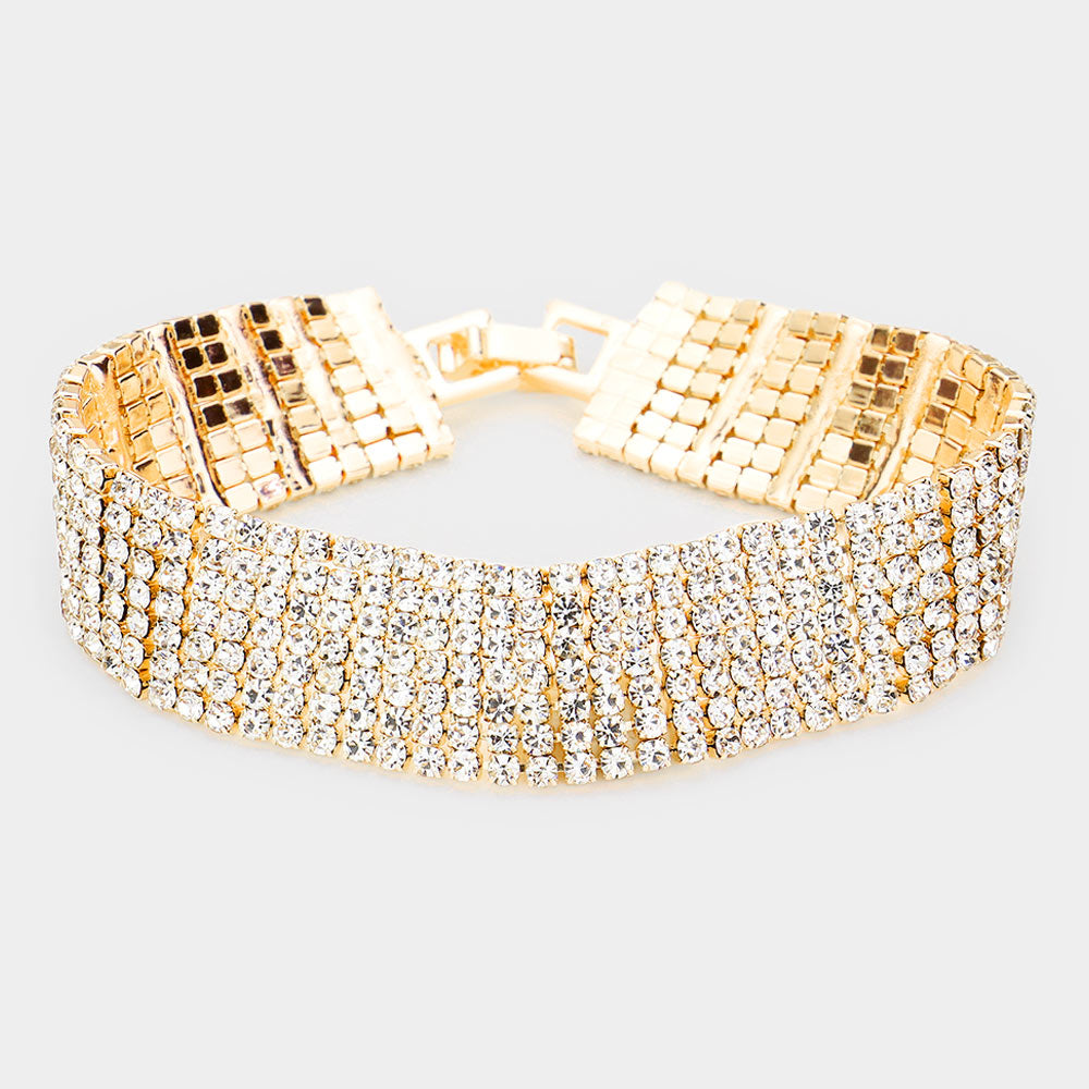 B2896 Pulsera de noche con diamantes de imitación de 7 filas