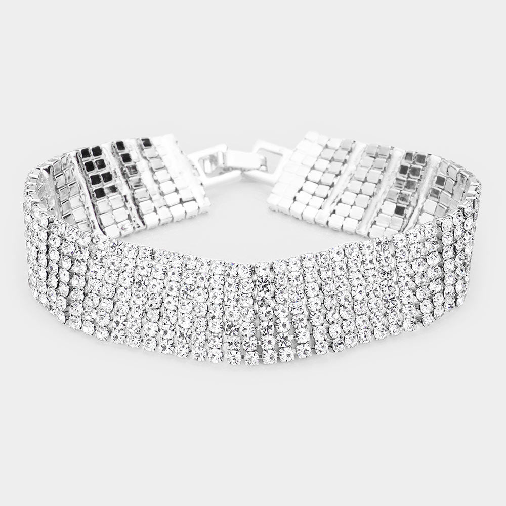 B2896 Pulsera de noche con diamantes de imitación de 7 filas