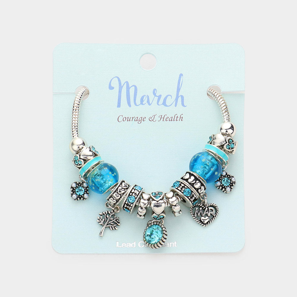 Meses - Pulsera con múltiples charms y dije de corazón con piedra natal