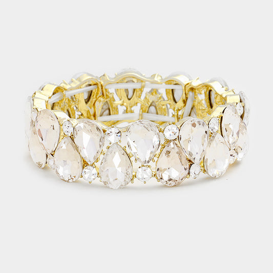 Pulsera de noche elástica con piedras en forma de lágrimas