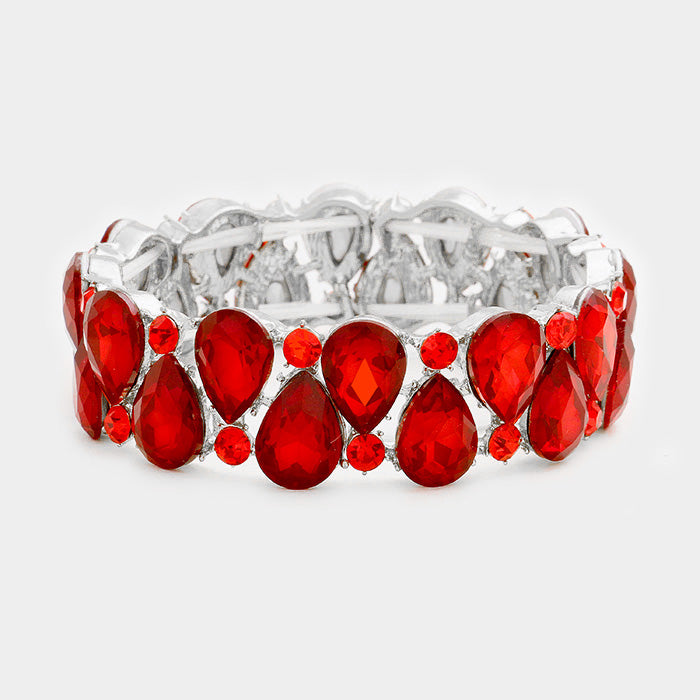 Pulsera de noche elástica con piedras en forma de lágrimas