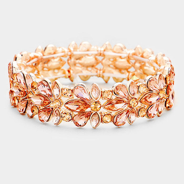 Pulsera de noche elástica con cristales en forma de flor liz