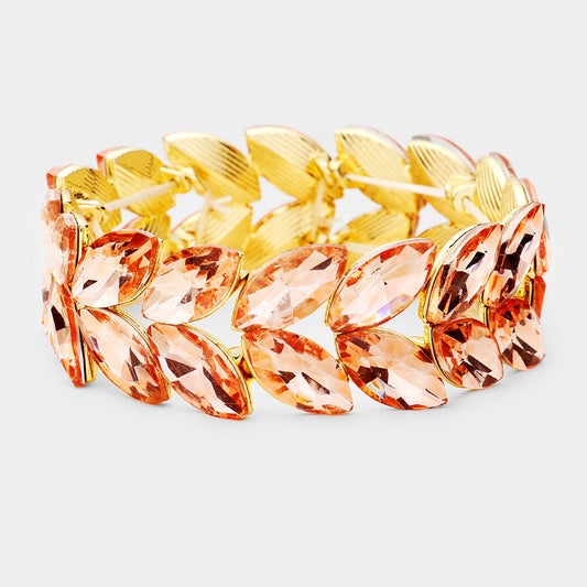 Pulsera de noche elástica con piedra estilo marquesa