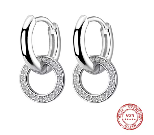 45089268 Aretes huggies con circulo de circonita CZ en plata S925