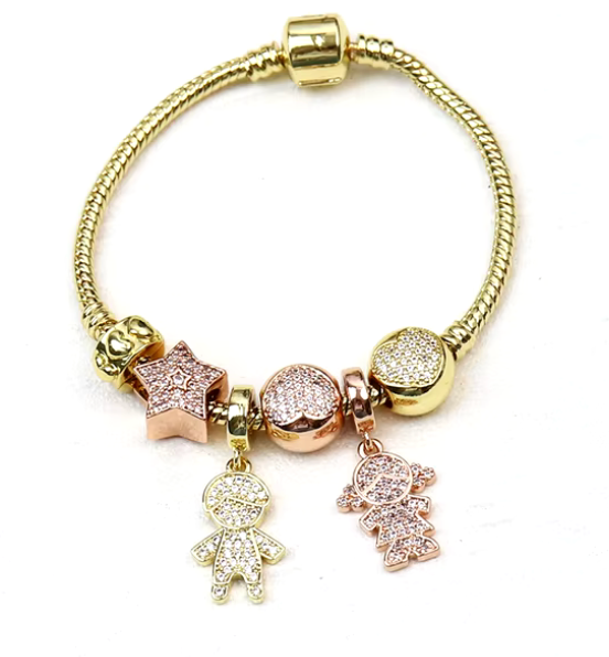 Pulsera tipo pandora en oro Laminado 18k (3capas)