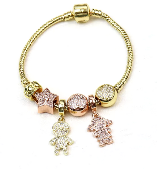 Pulsera tipo pandora en oro Laminado 18k (3capas)