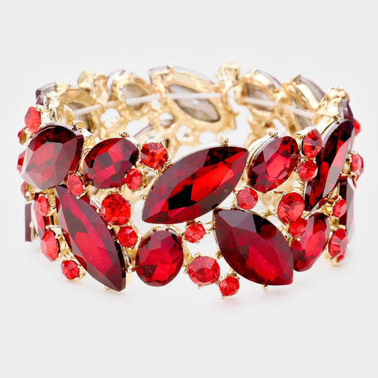 Pulsera de noche elástica con cristales marquesas y redondas