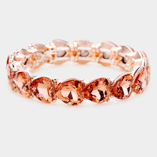 Pulsera de noche elástica con cristales y corazones
