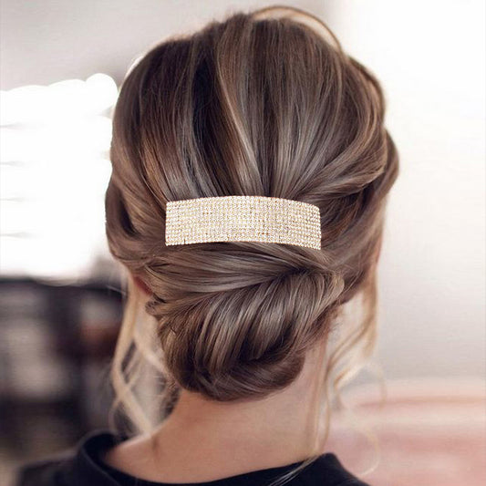 Prensapelo rectangular con diamantes de imitación de 11 filas