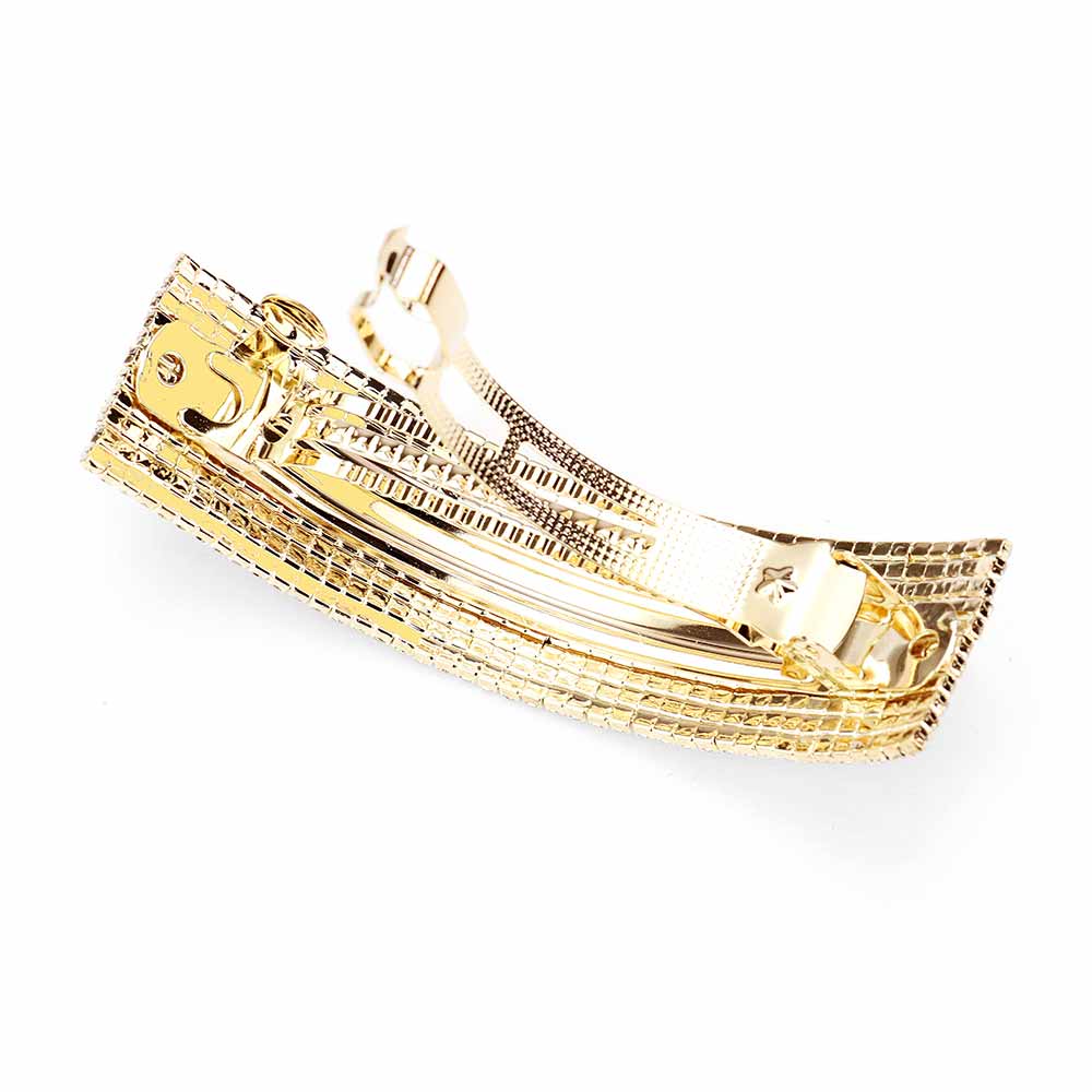 Prensapelo rectangular con diamantes de imitación de 11 filas