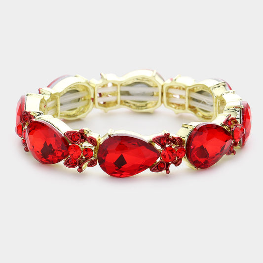 Pulsera de noche elástica con piedras en forma de lágrimas
