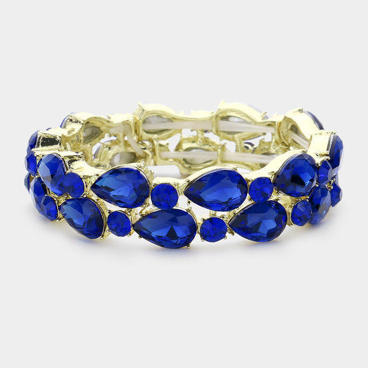 Pulsera elástica de noche con detalles en piedras redondas y lágrimas