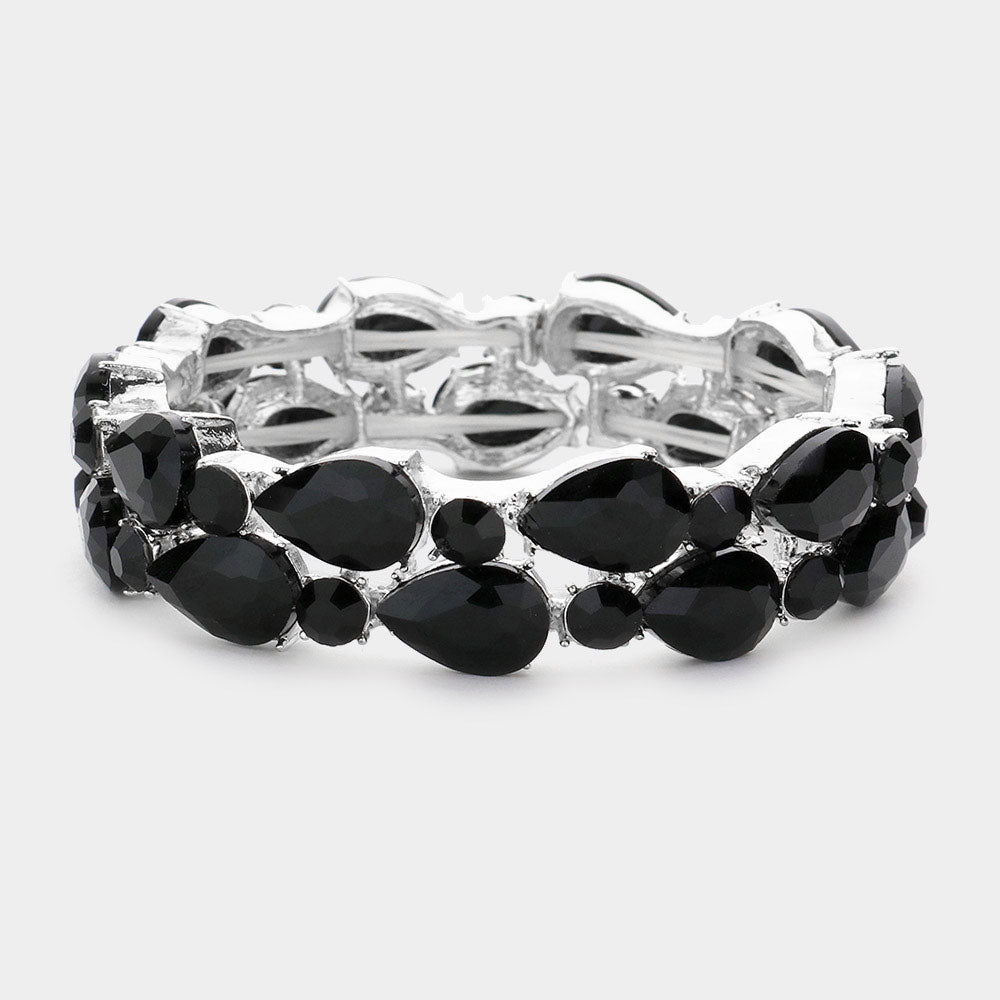 Pulsera elástica de noche con detalles en piedras redondas y lágrimas
