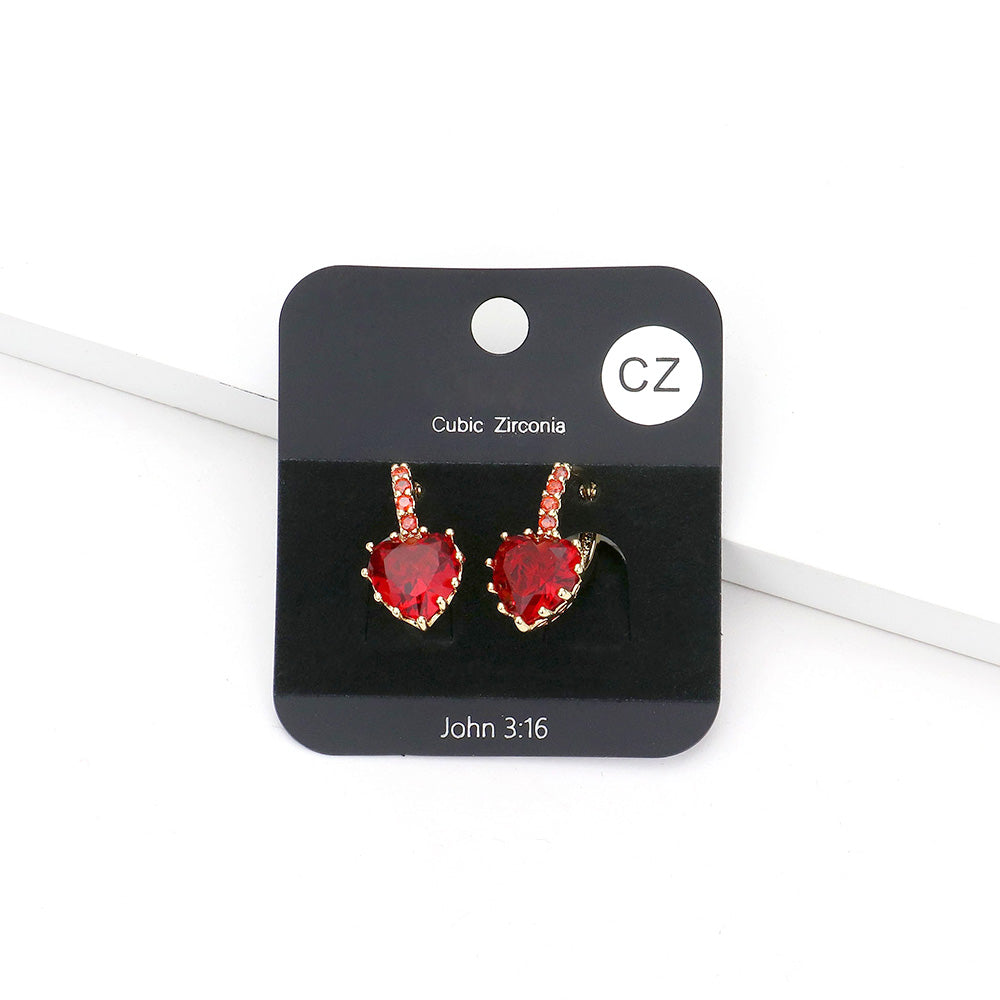 Pendientes con zirconia en forma de corazon CZ