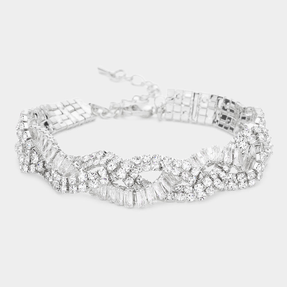 BR36-30370 Pulsera de noche con piedra zirconia CZ trensada