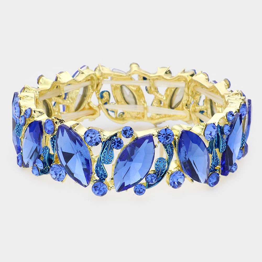 Pulsera de noche elástica con racimos de piedras de marquesa