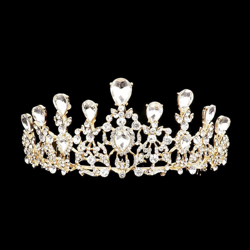 Tiara con detalles en brillantes y piedras con forma de lágrima