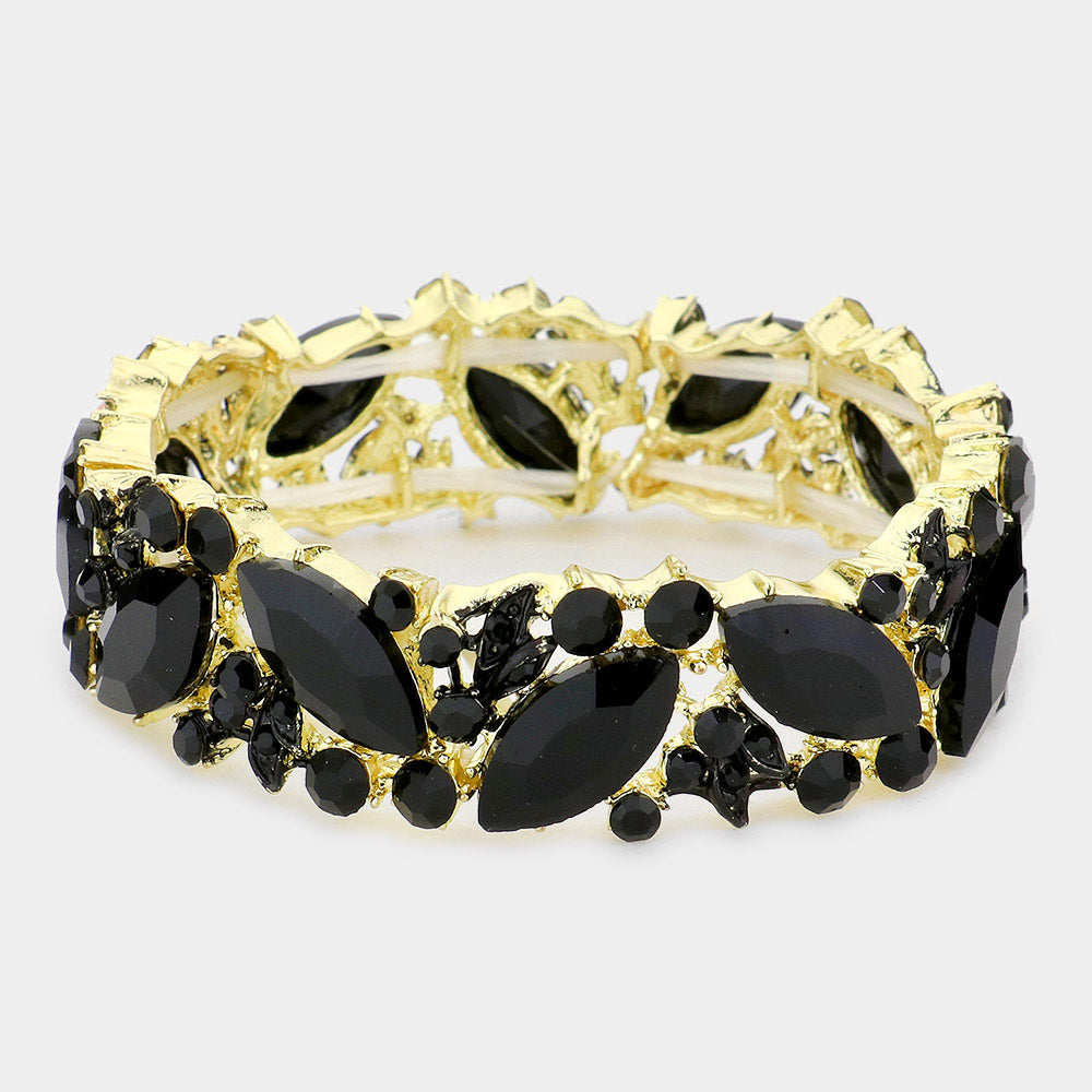 Pulsera elástica con piedras estilo marquesa de cristal