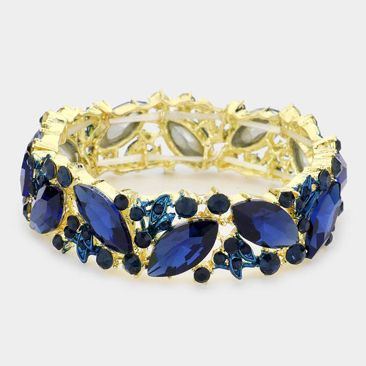 Pulsera elástica con piedras estilo marquesa de cristal