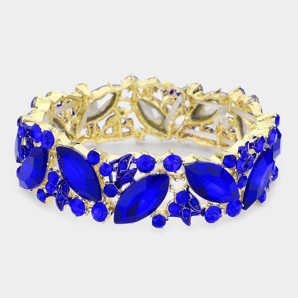 Pulsera elástica con piedras estilo marquesa de cristal