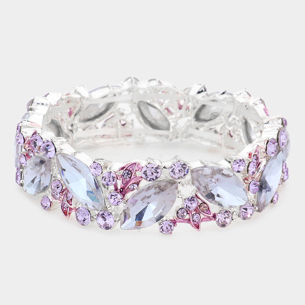 Pulsera elástica con piedras estilo marquesa de cristal