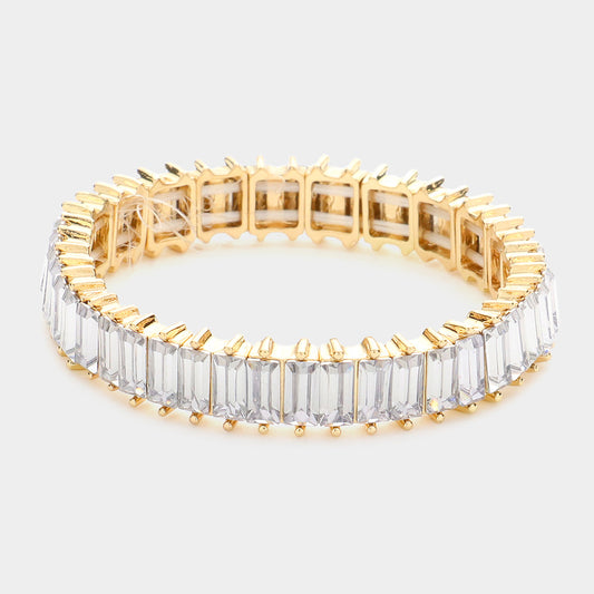 Pulsera de noche elástica con piedras baguette